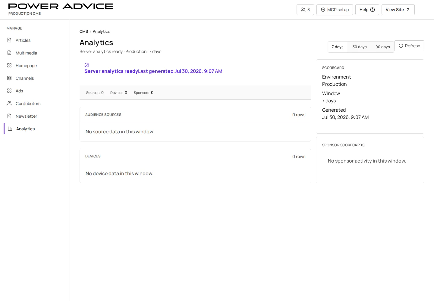 Authenticated Analytics workflow